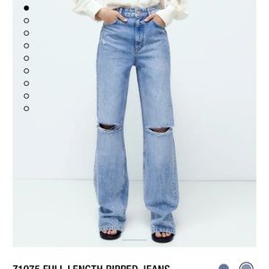 NWT Zara Z1975 full length ripped jeans